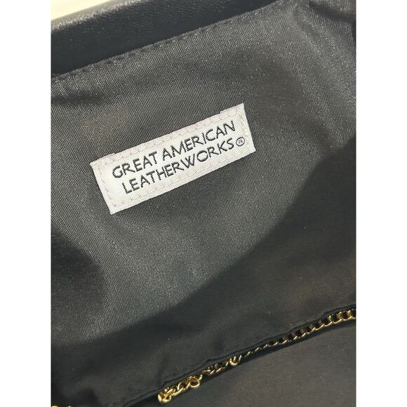 Vintage NWT Great American Leatherworks Black Bronze Leather Clutch Bag Purse - Picture 5 of 9